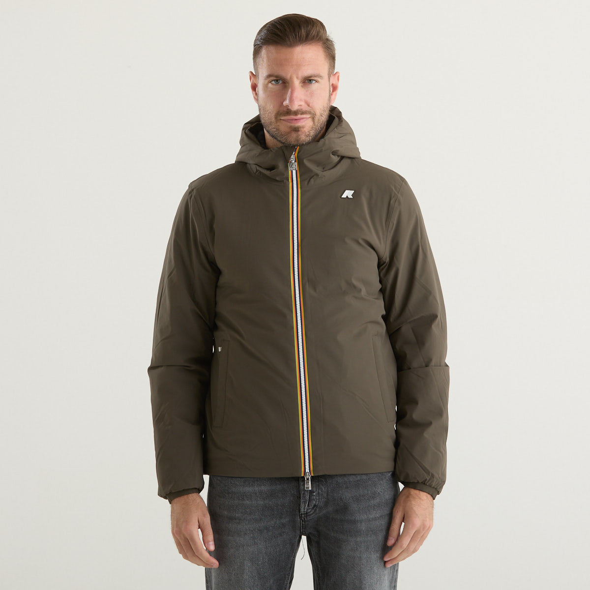 K-way giubbino con cappucio reversibile fango