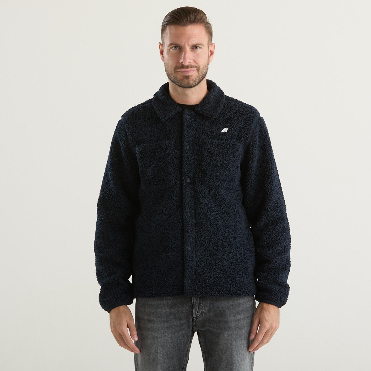 K-way field jacket in sherpa blu