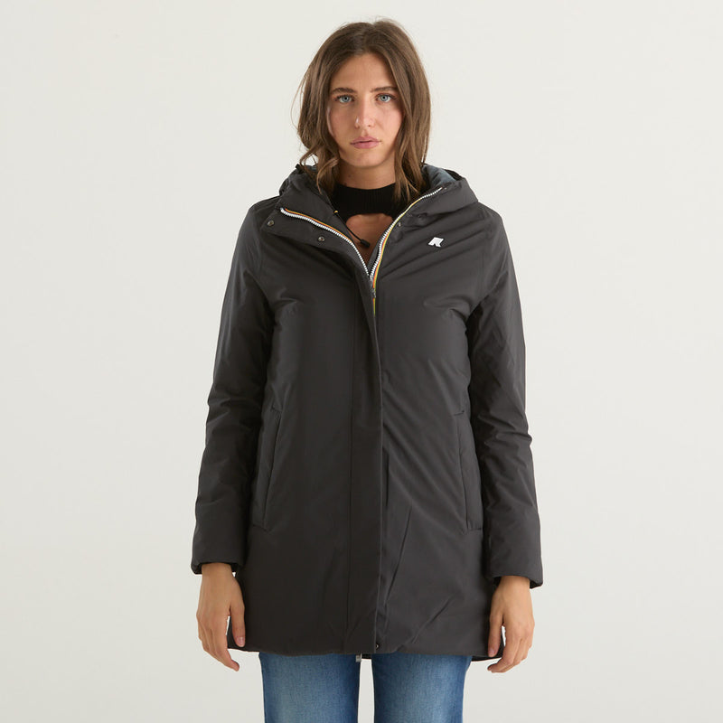 K-way giubbotto lungo con cappuccio nero