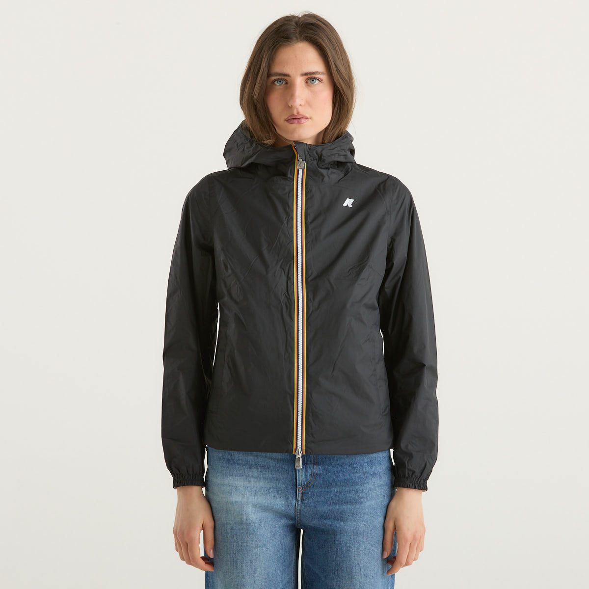 K-Way giubbino corto leggero con cappuccio nero