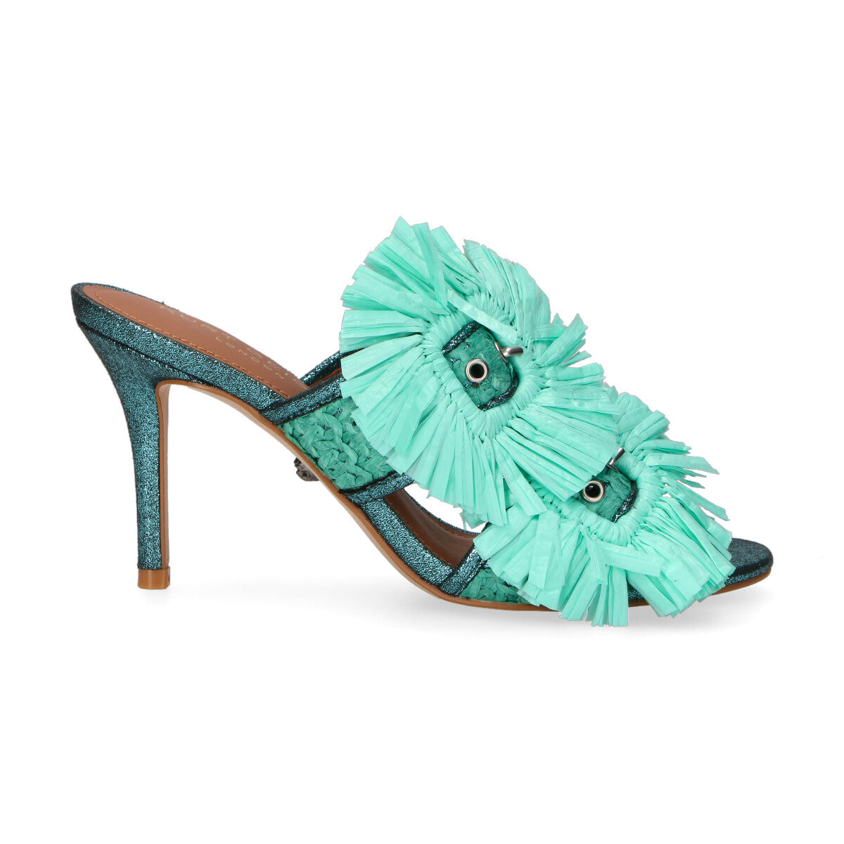Kurt Geiger sandalo Raffia Buckle turchese
