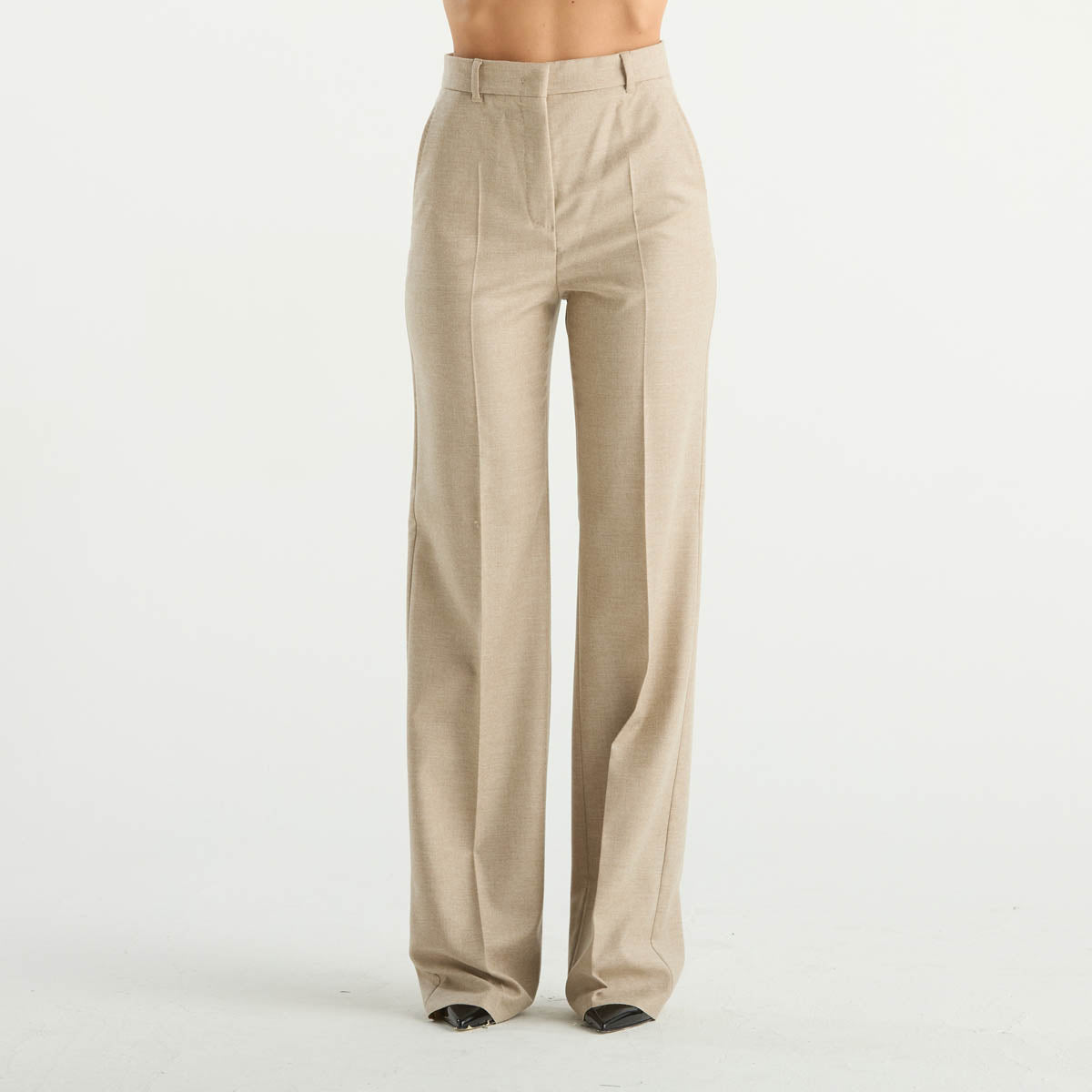 Maxmara pantalone elegante a palazzo beige