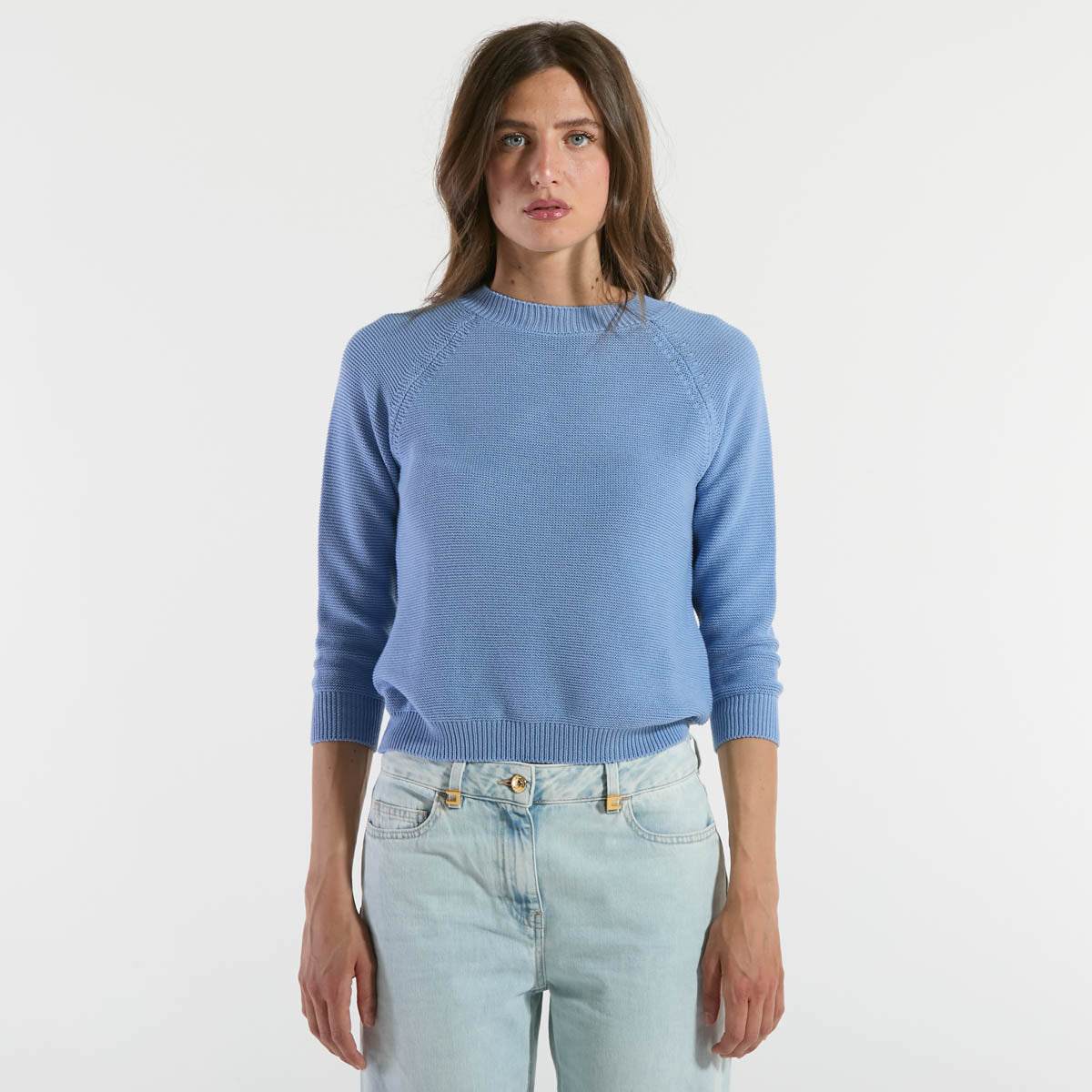 Maxmara pullover in puro cotone celeste