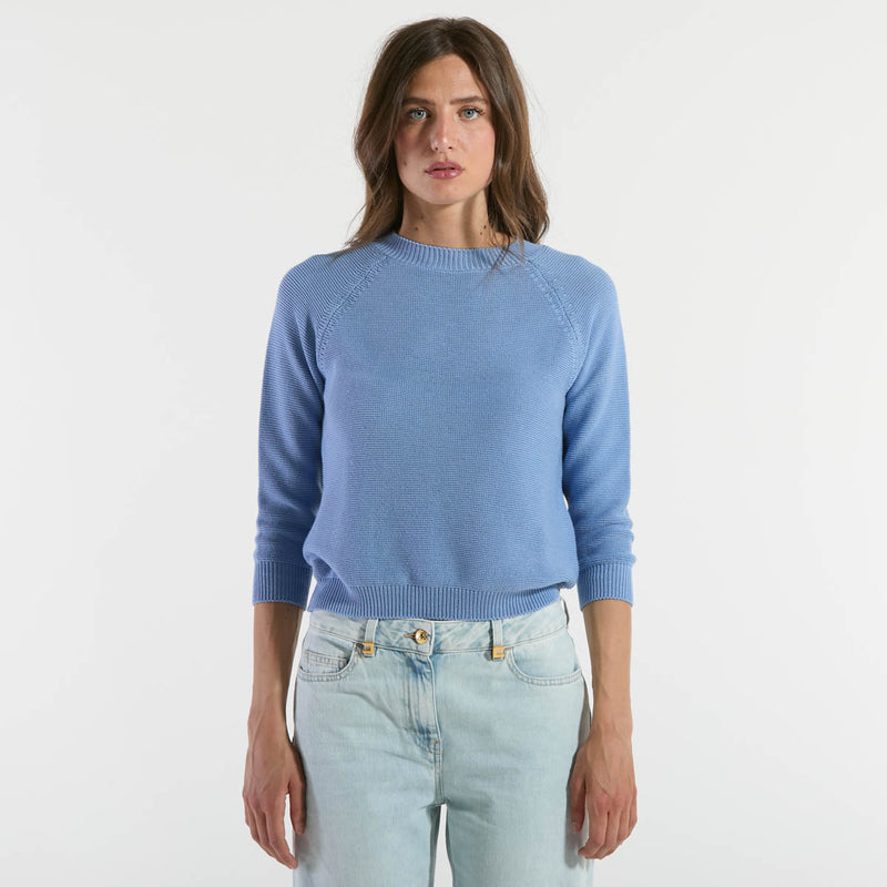 Maxmara pullover in puro cotone celeste