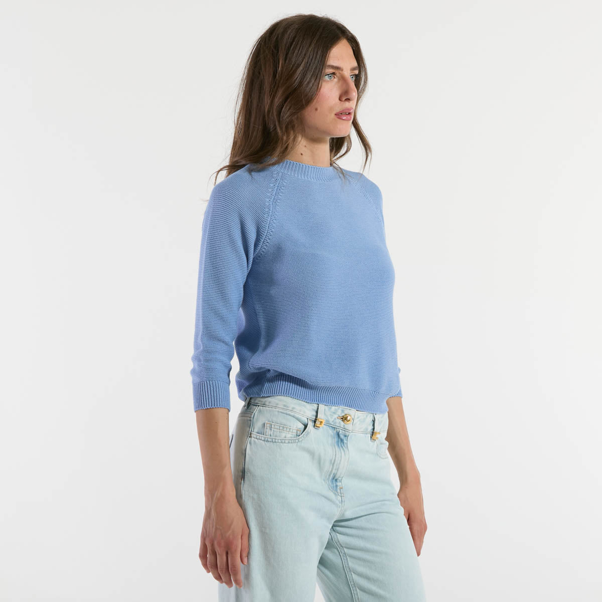 Maxmara pullover in puro cotone celeste