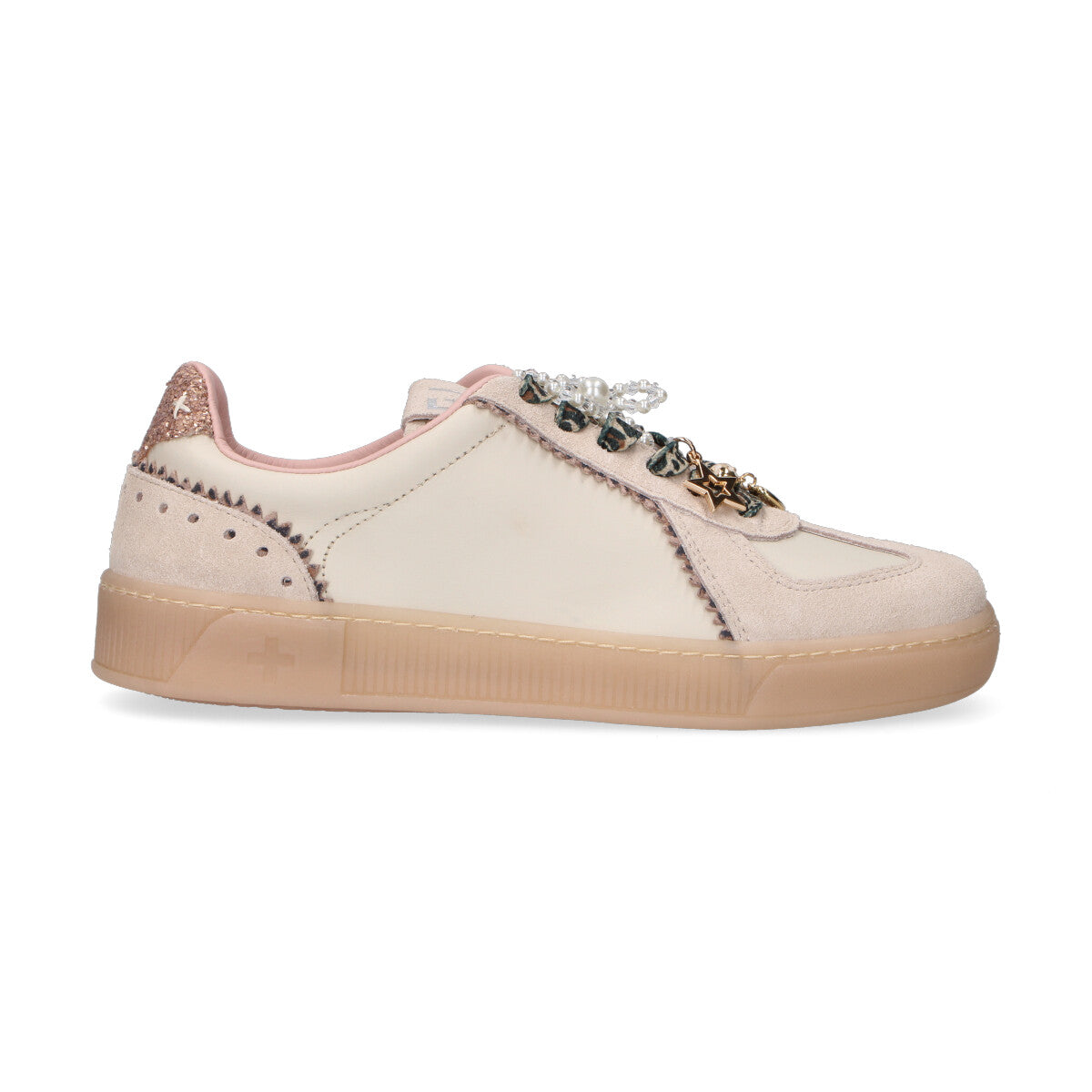 Gio+ sneaker Blue con accessori pelle beige