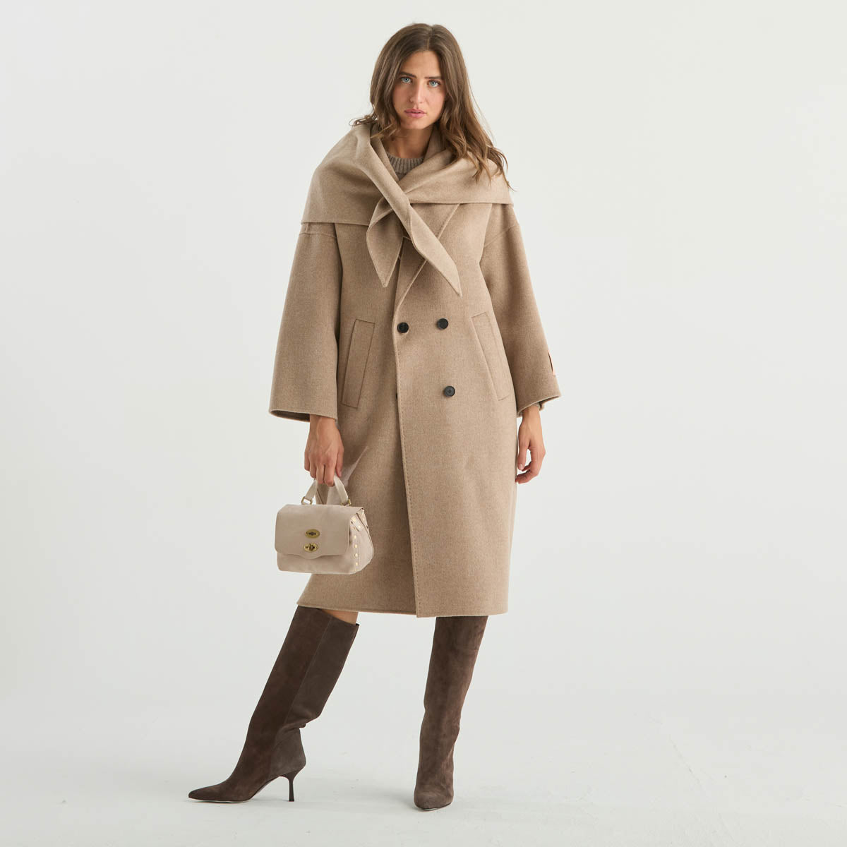Solotre cappotto doppiopetto beige