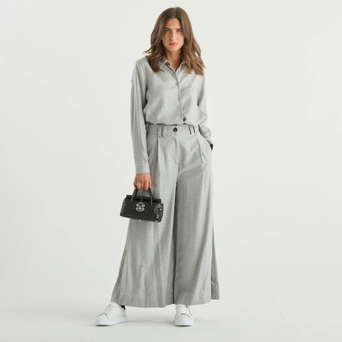 Solotre pantalone elegante in flanella grigio