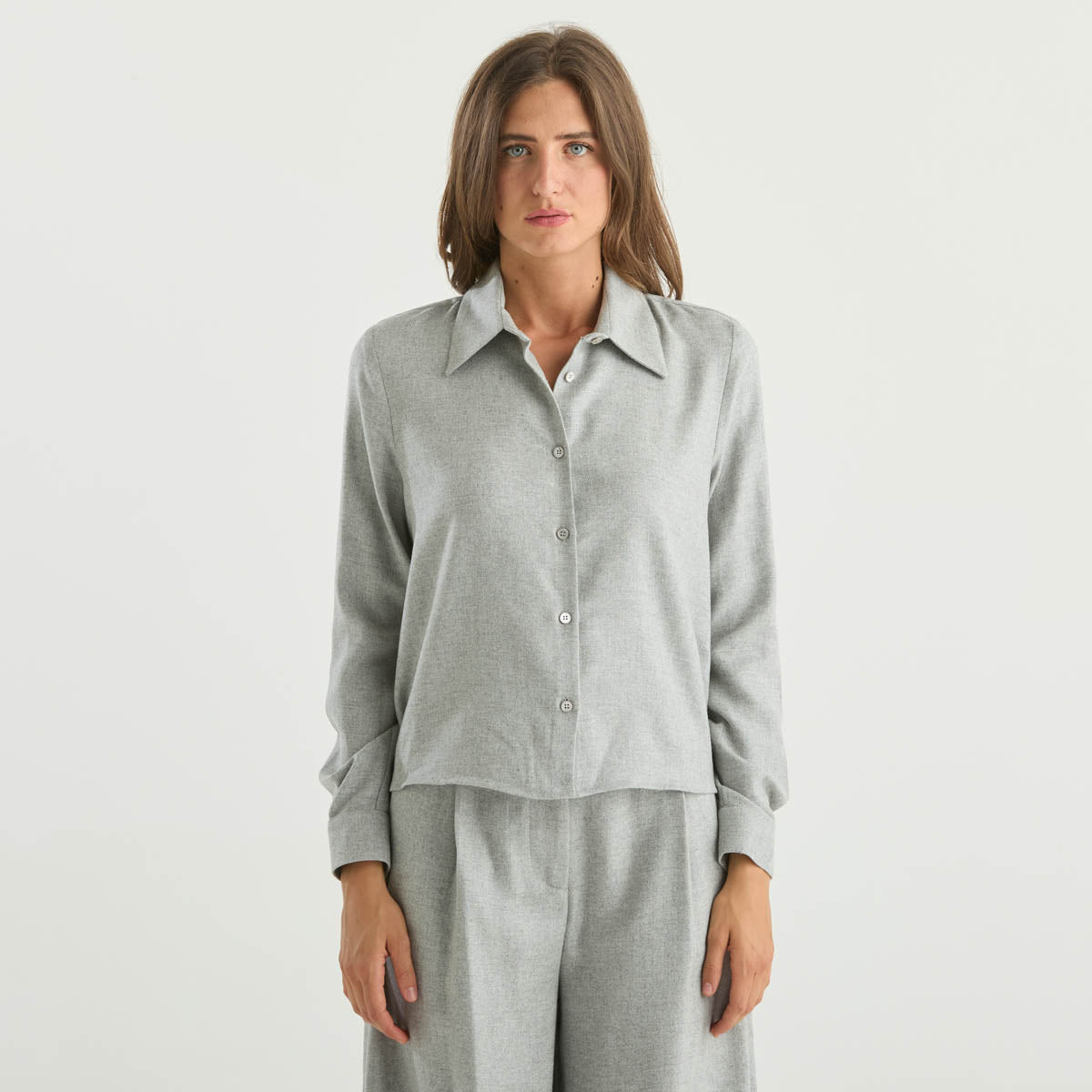 Solotre camicia in flanella grigia
