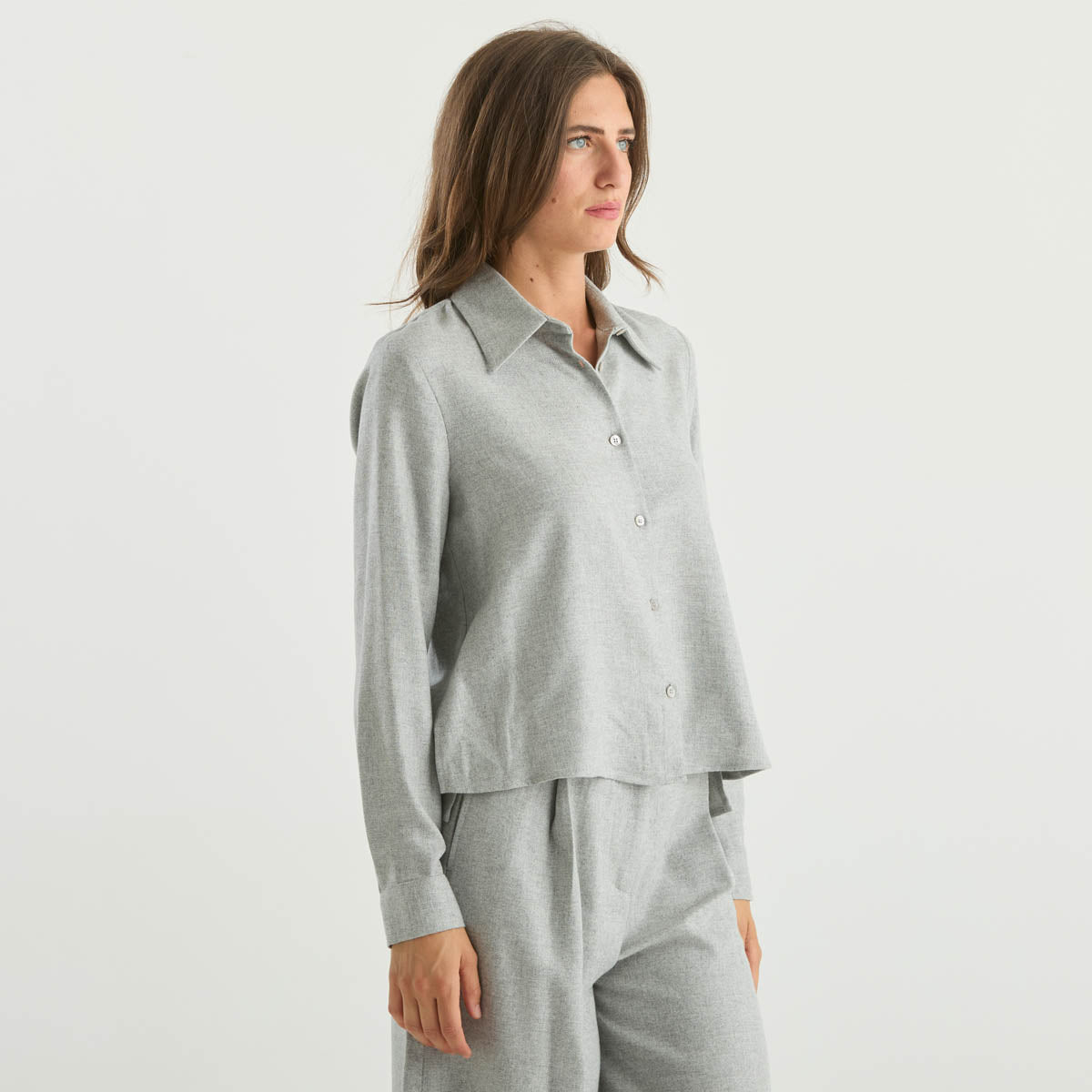 Solotre camicia in flanella grigia