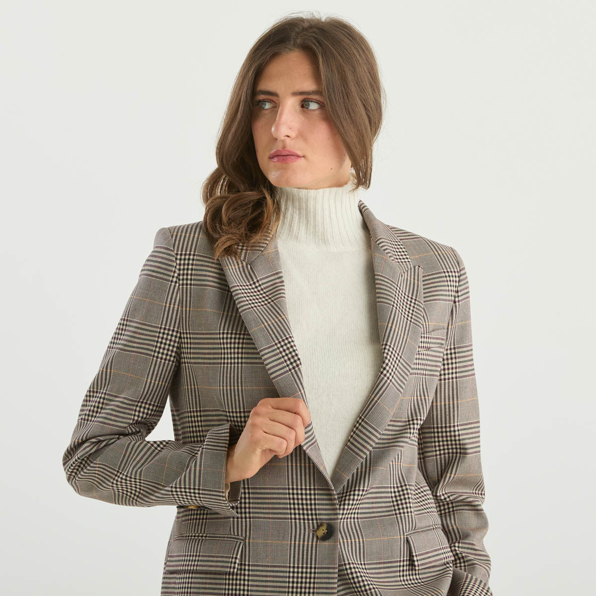 Solotre giacca in principe di galles beige