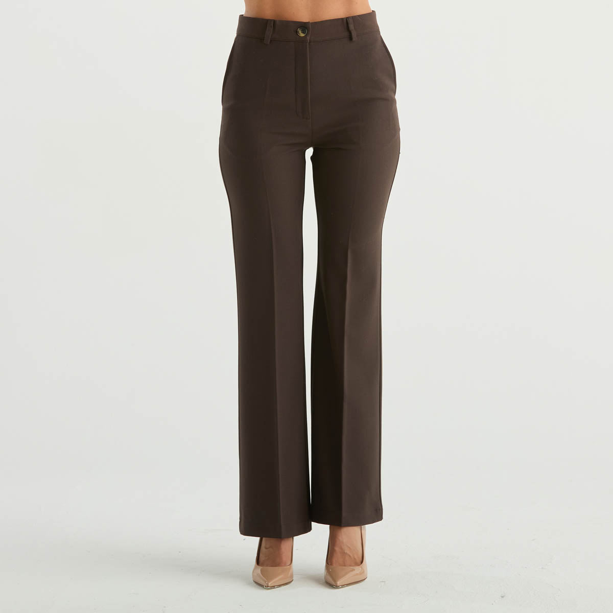 Solotre pantalone elegante in tessuto marrone