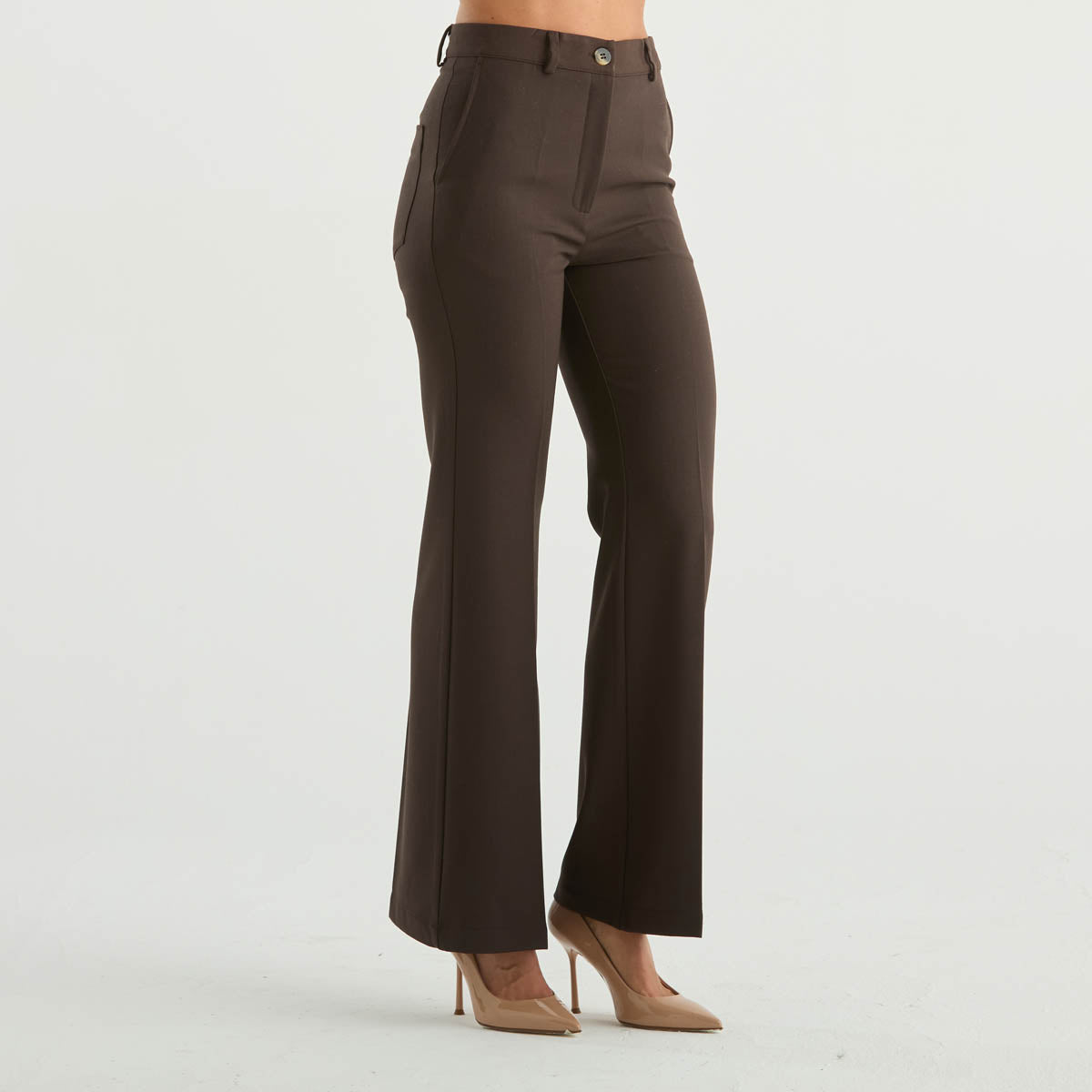 Solotre pantalone elegante in tessuto marrone