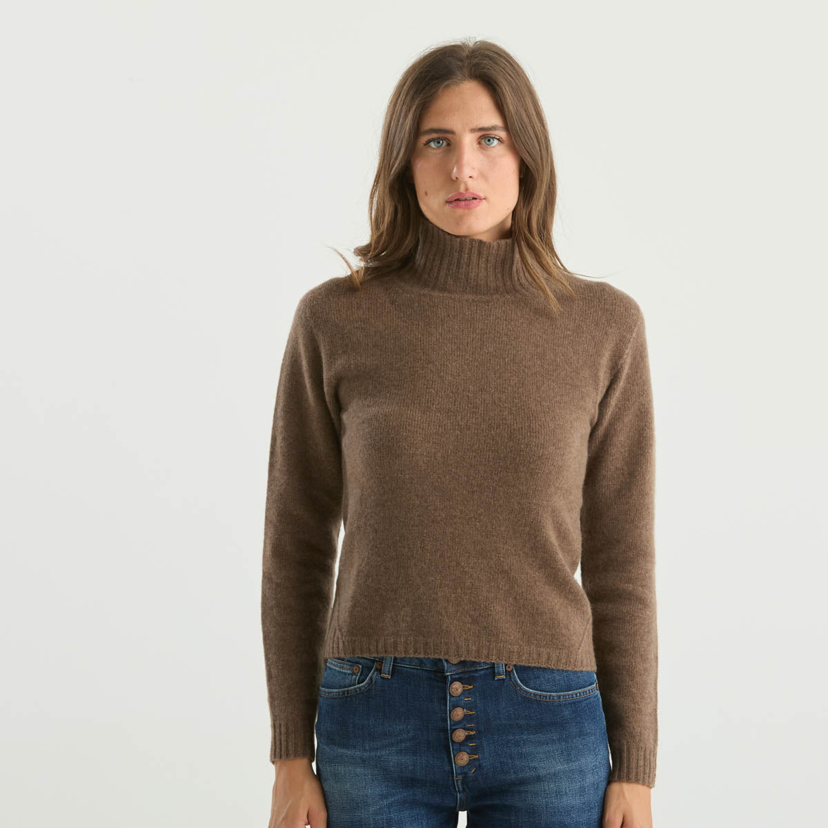 Solotre maglione a collo alto marrone