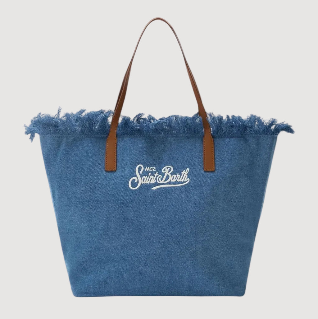 Mc2 Saint Barth city bag denim fringe