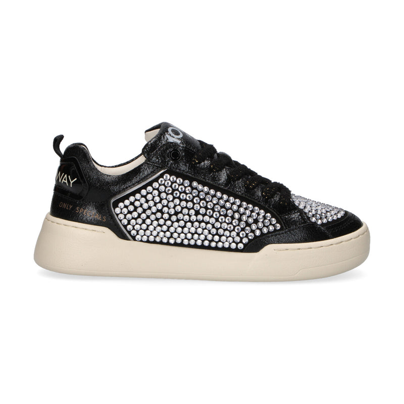 MonoWay sneaker Megan pelle strass nera