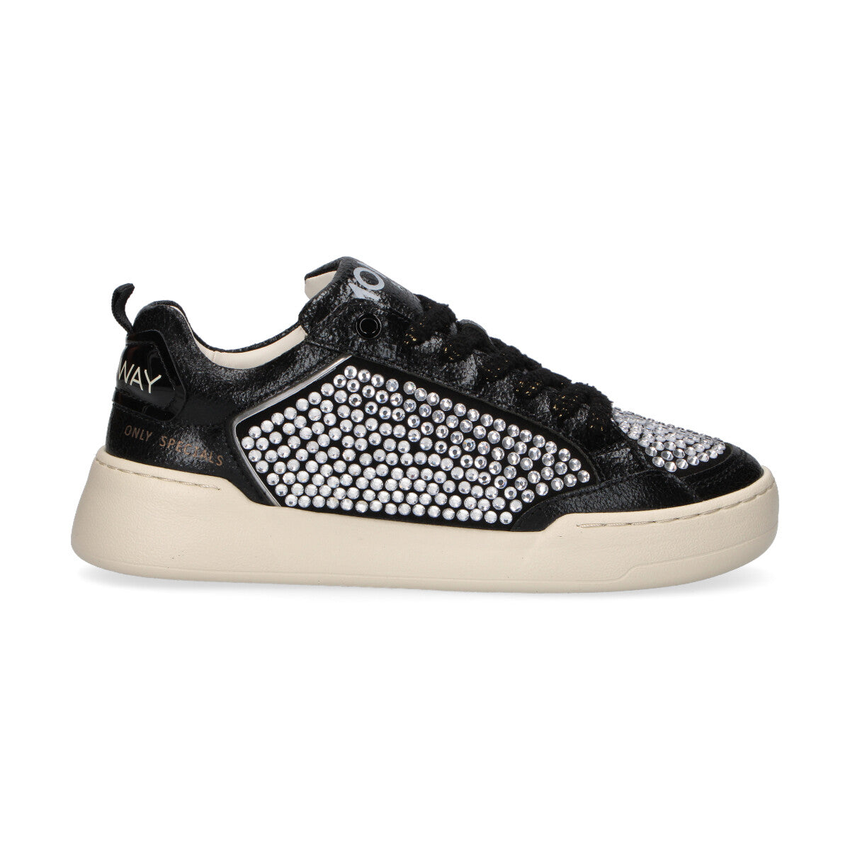 MonoWay sneaker Megan pelle strass nera