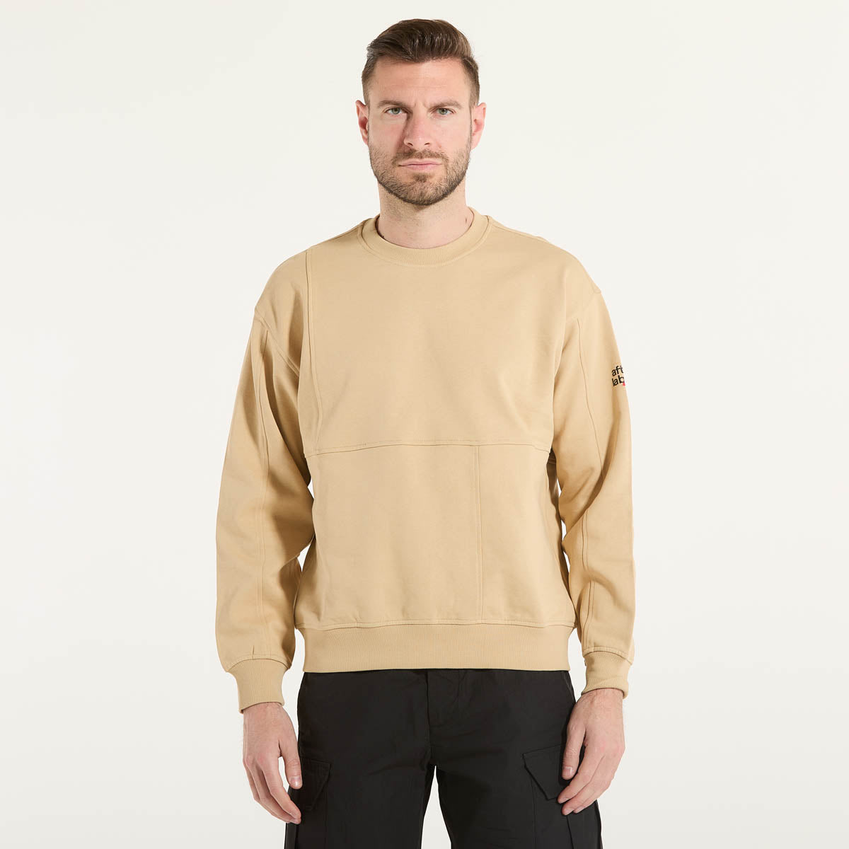 After Label felpa girocollo in tessuto beige