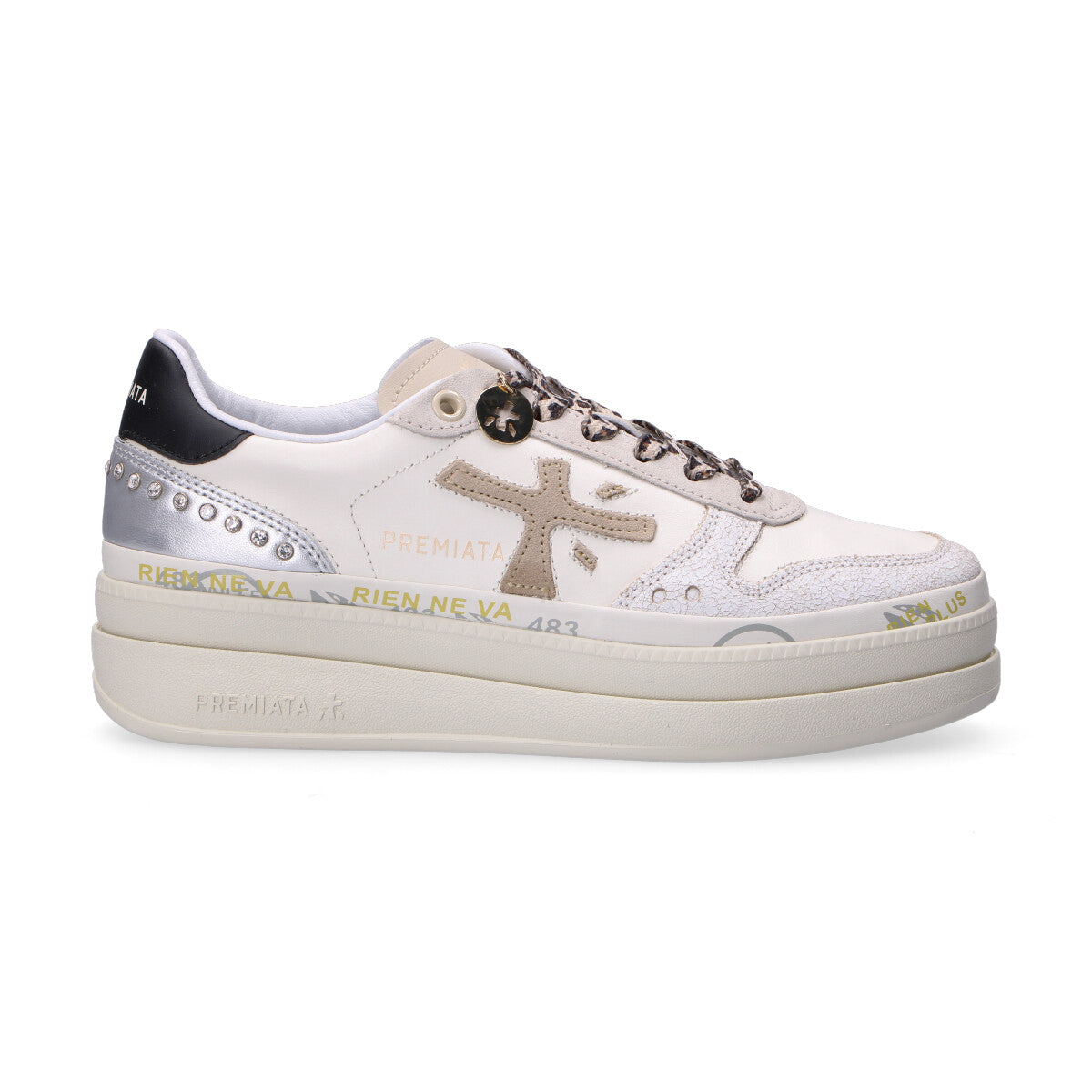 Premiata sneaker Micol pelle bianca cracked