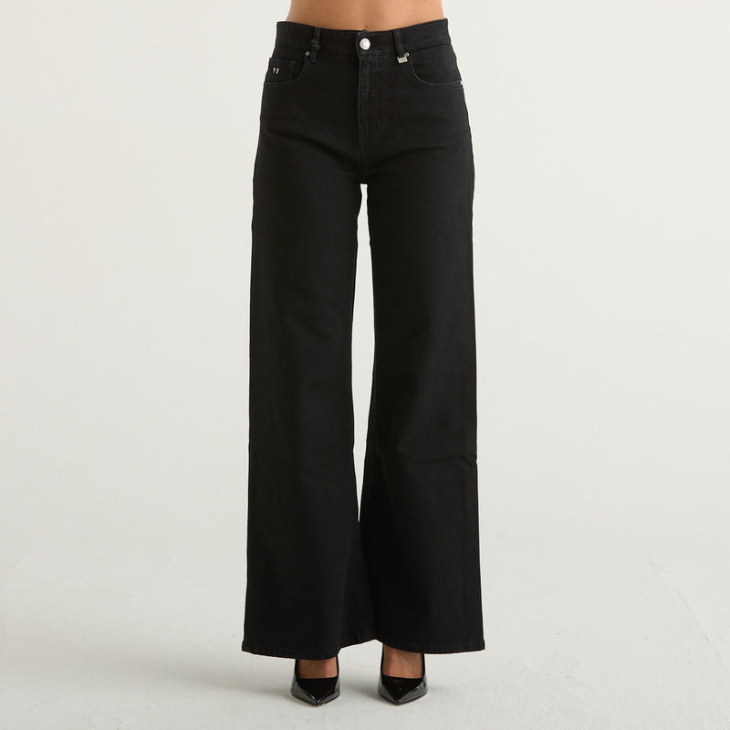 Tramarossa jeans monica wide denim cotone nero