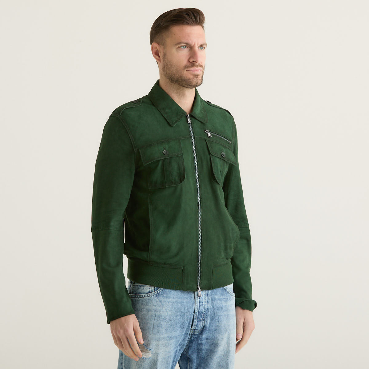 Minoronzoni giubbino in camoscio verde