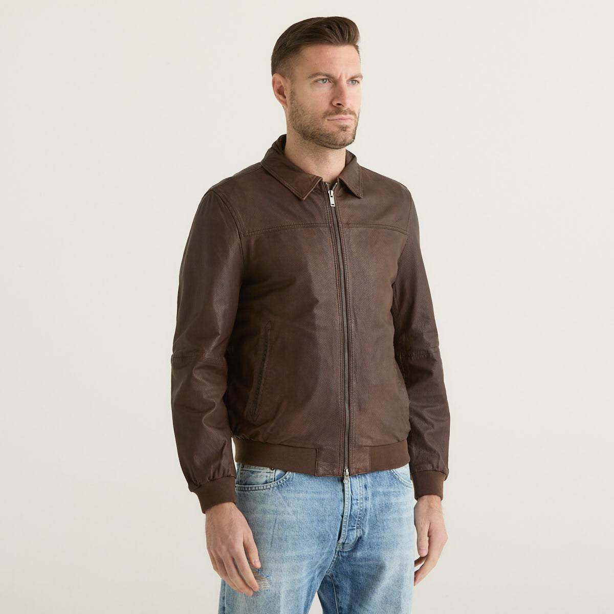 Minoronzoni giubbotto in pelle marrone