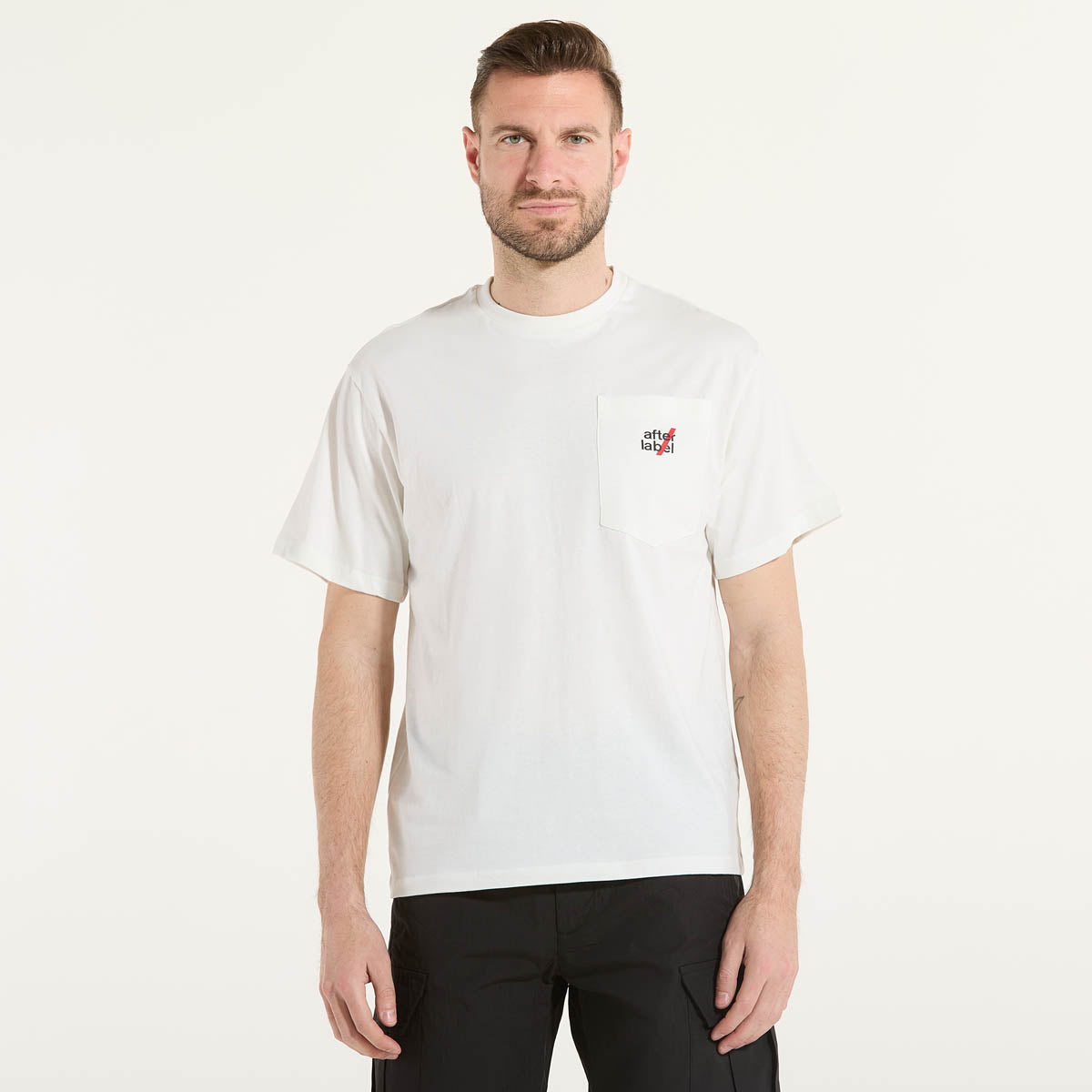 After Label t-shirt basic girocollo tessuto bianco