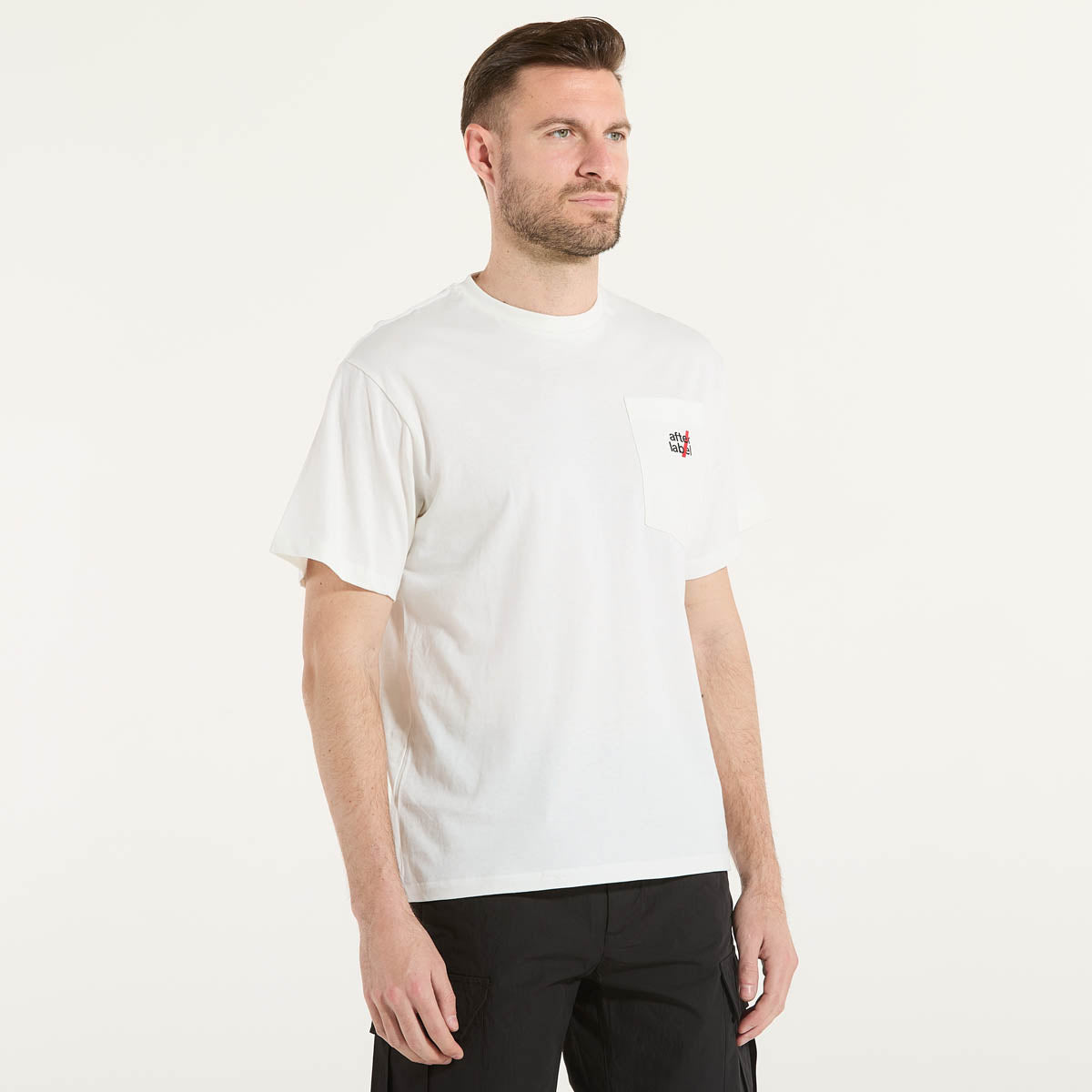 After Label t-shirt basic girocollo tessuto bianco