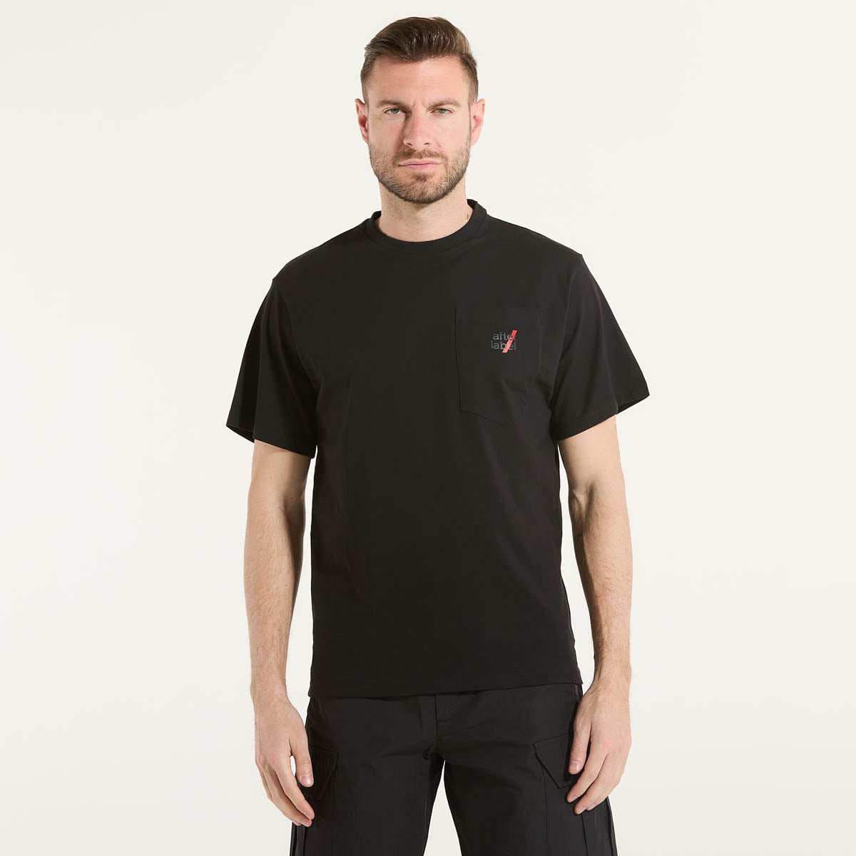 After Label t-shirt basic girocollo tessuto nero