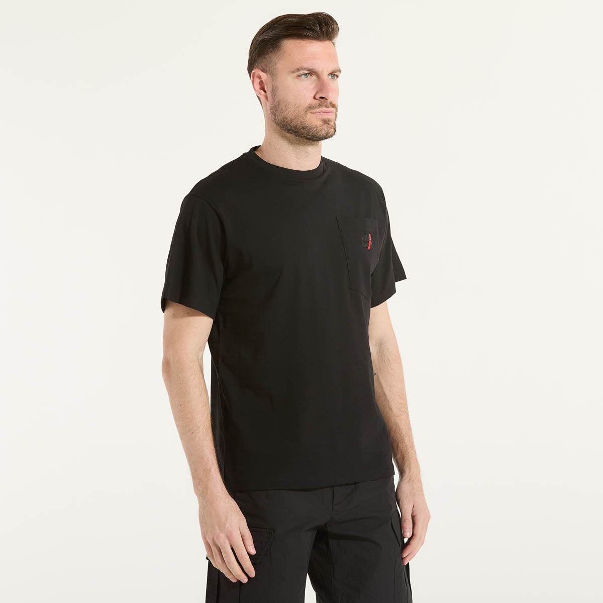 After Label t-shirt basic girocollo tessuto nero