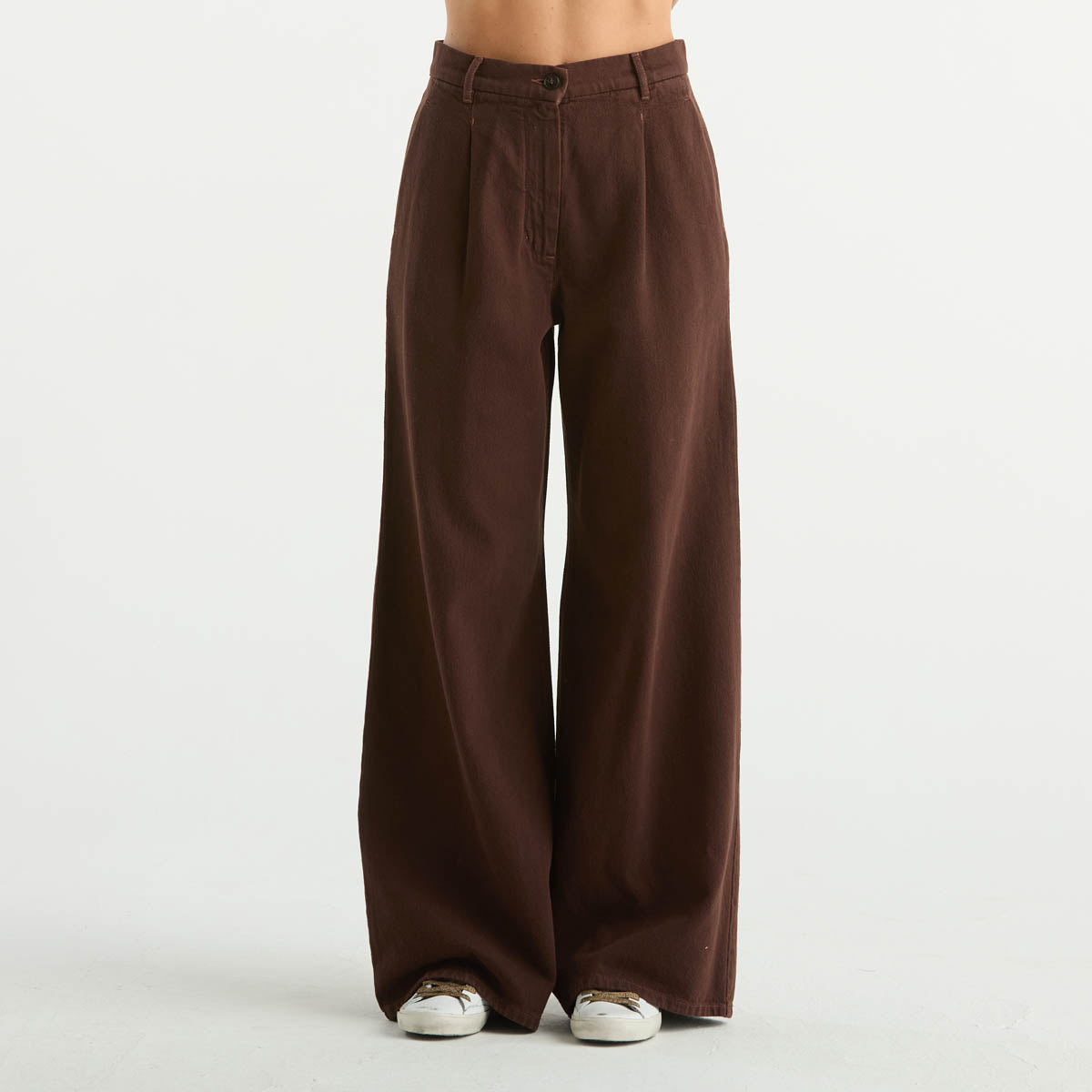 Maxmara panatalone in bull di cotone marrone