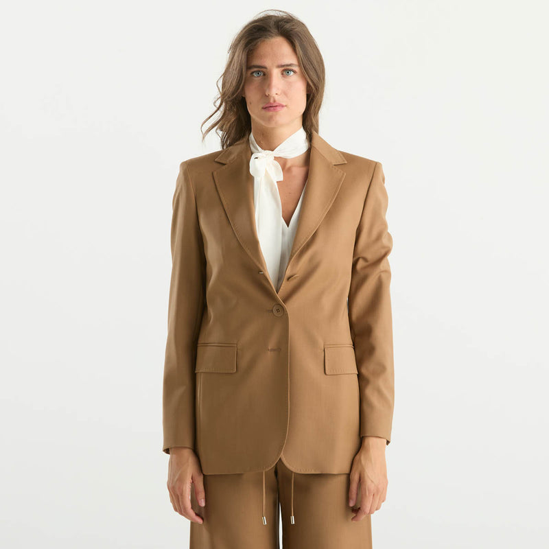 Maxmara giacca monopetto in tessuto blu