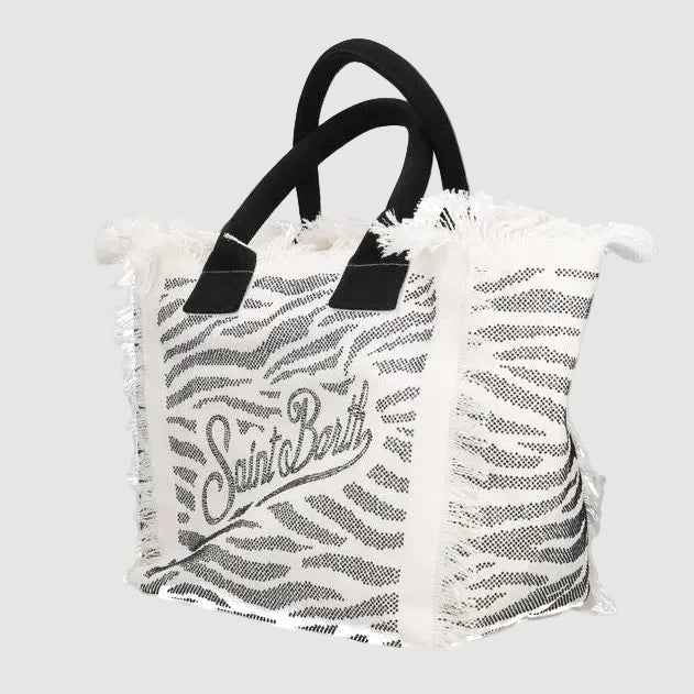 Mc2 Saint Barth borsa Vanity strass zebra bianca