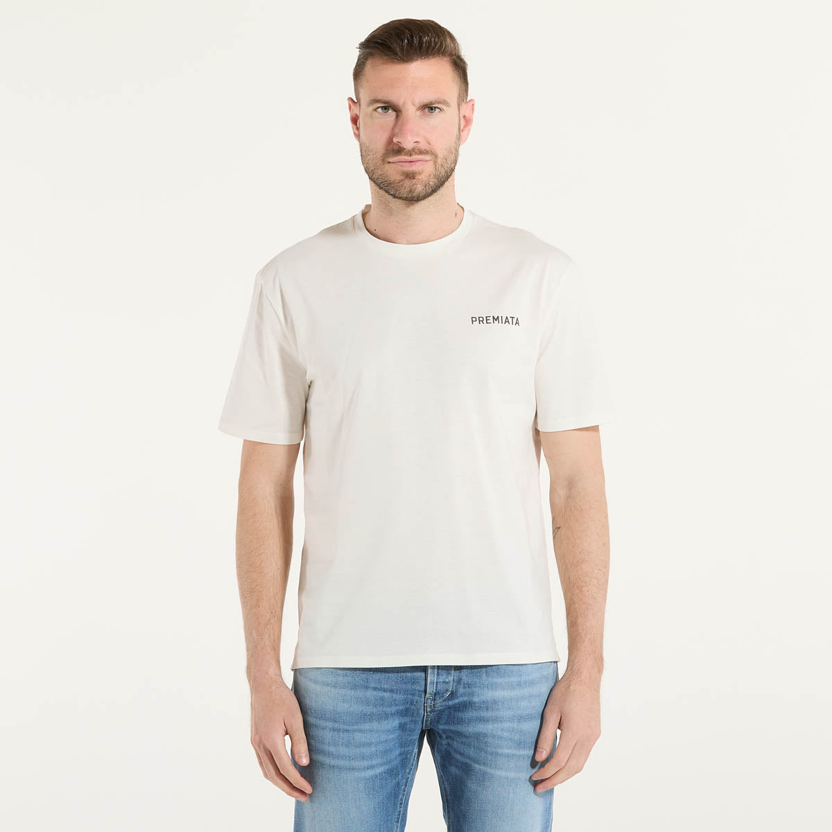 Premiata t-shirt girocollo logata tessuto bianco