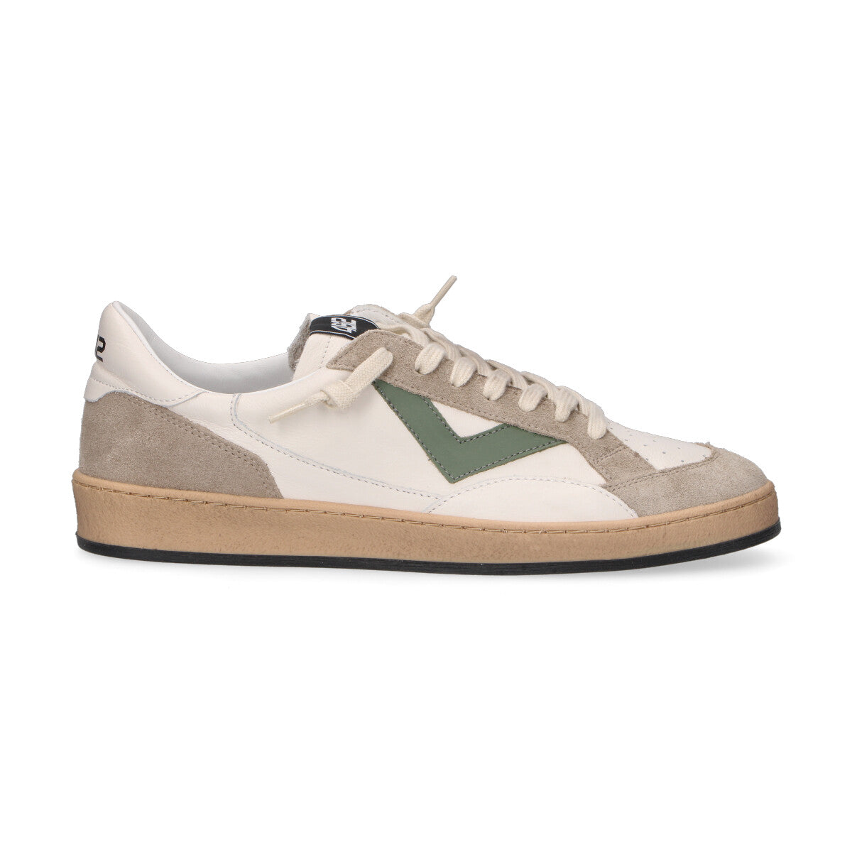 4B12 sneaker Playnew in pelle bianca verde beige