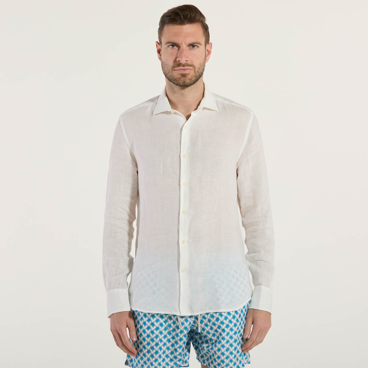 Mc2 Saint Barth camicia pamplona in lino bianco