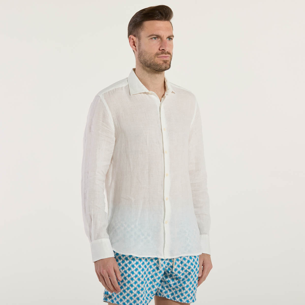 Mc2 Saint Barth camicia pamplona in lino bianco