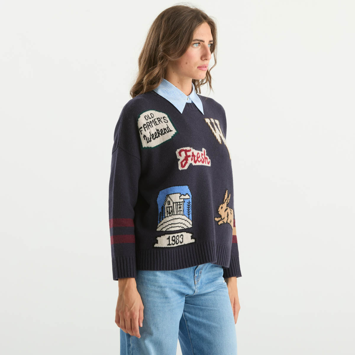 Maxmara maglione in pura lana blu