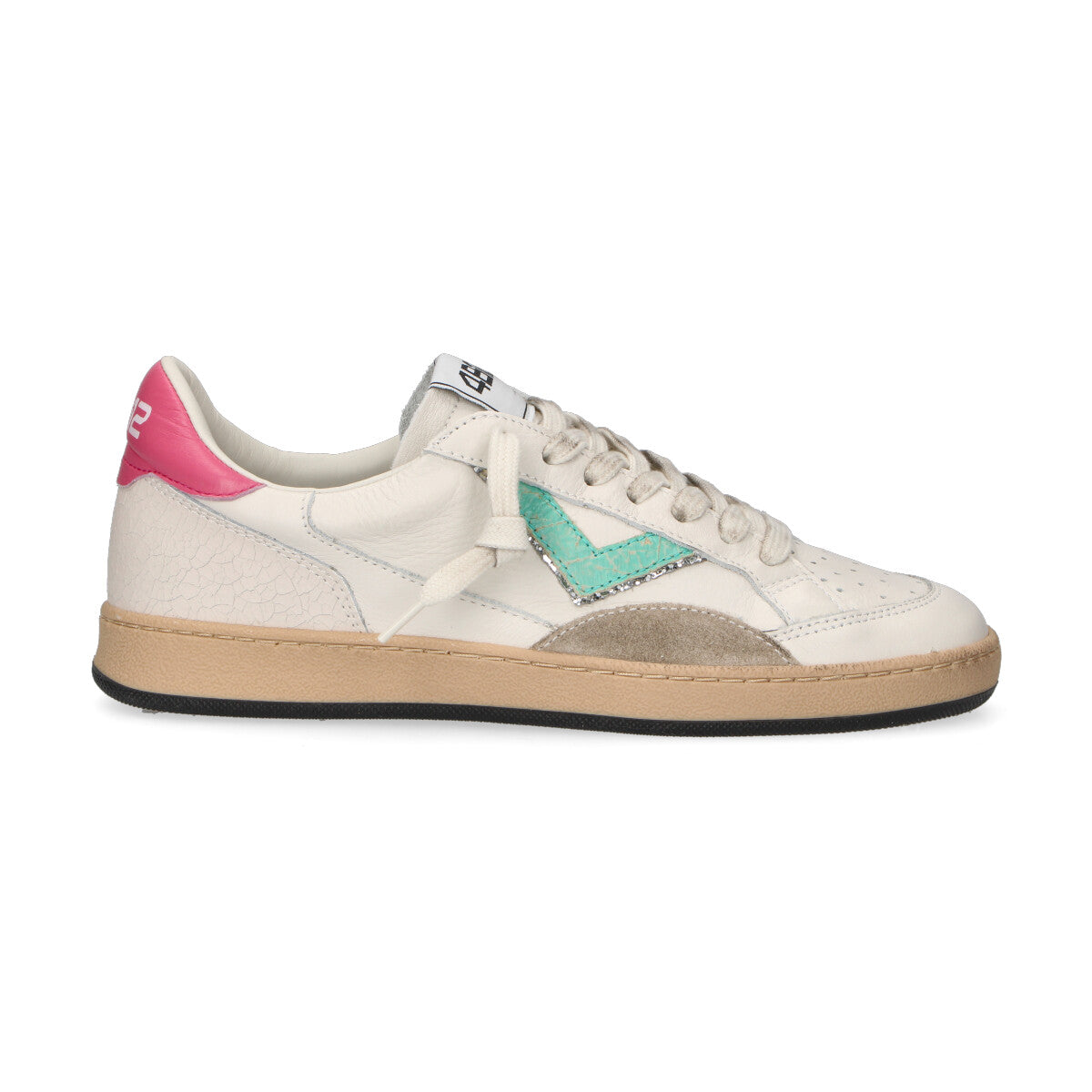 4B12 sneaker Playnew in pelle bianca fucsia
