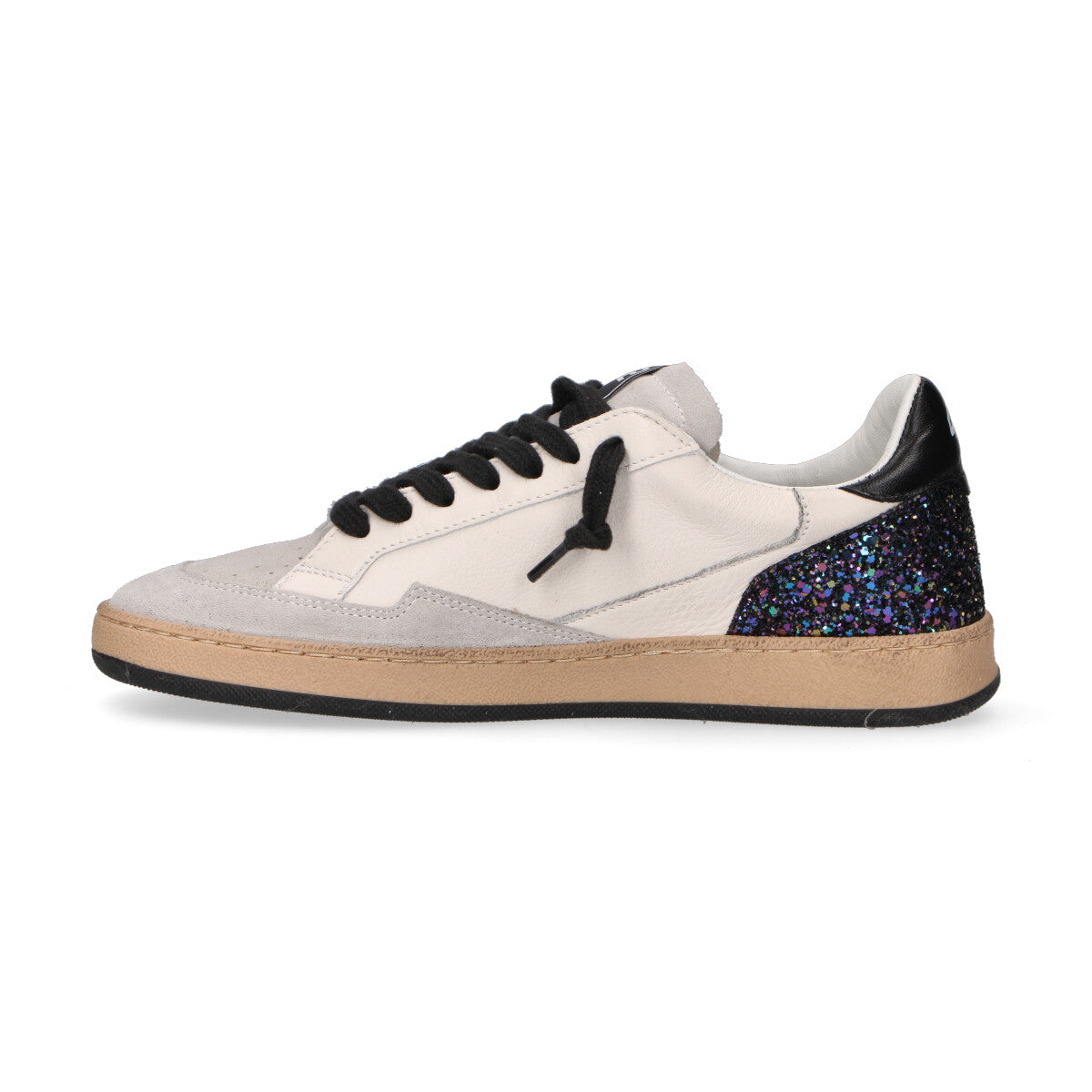 4B12 sneaker Playnew pelle bianca glitter viola