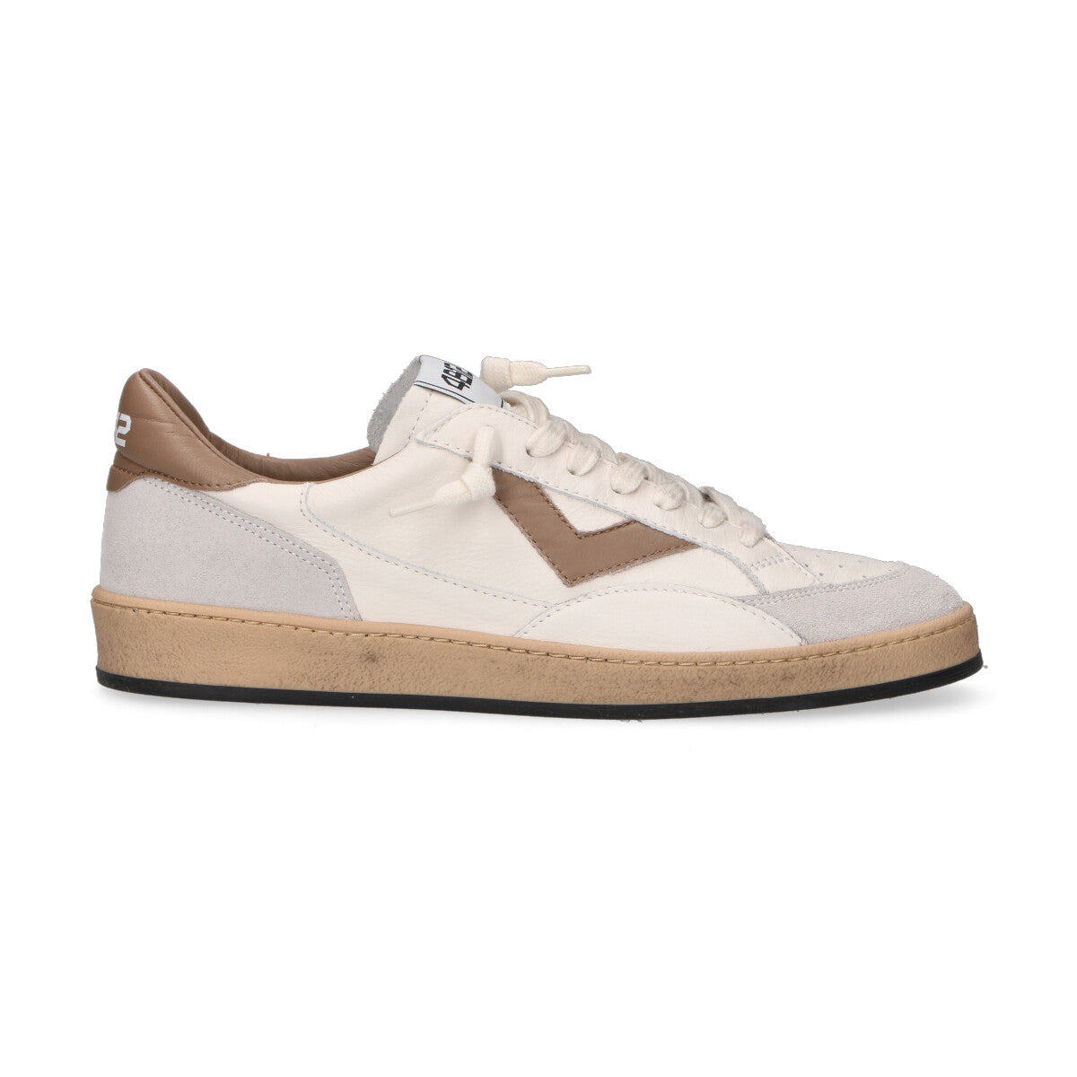 4B12 sneaker Playnew in pelle bianca cammello