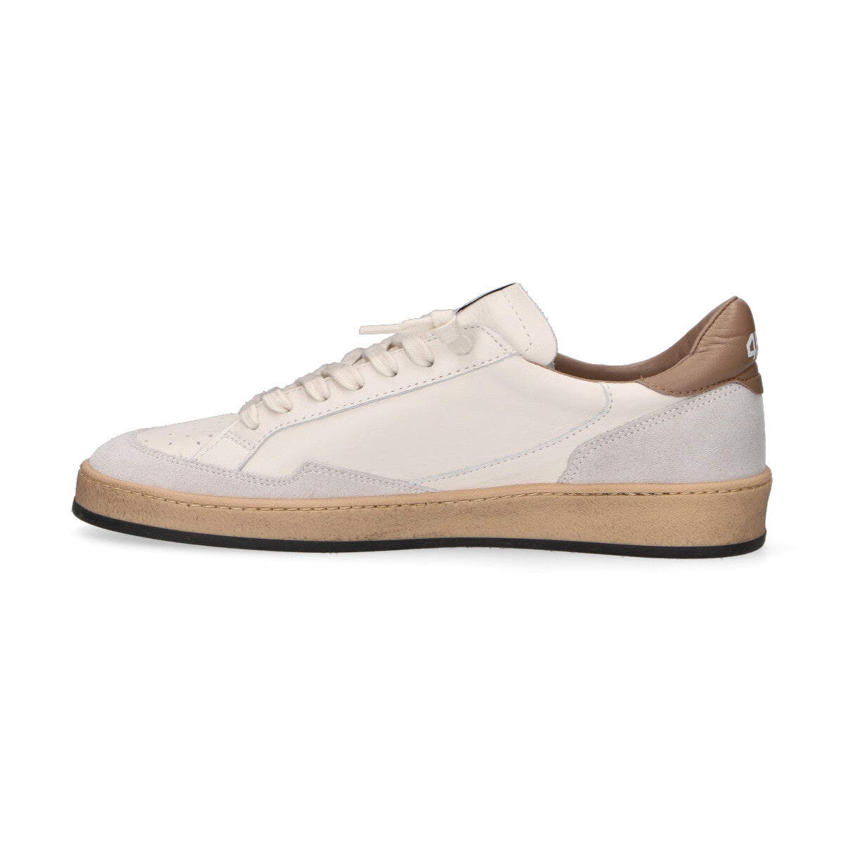 4B12 sneaker Playnew in pelle bianca cammello
