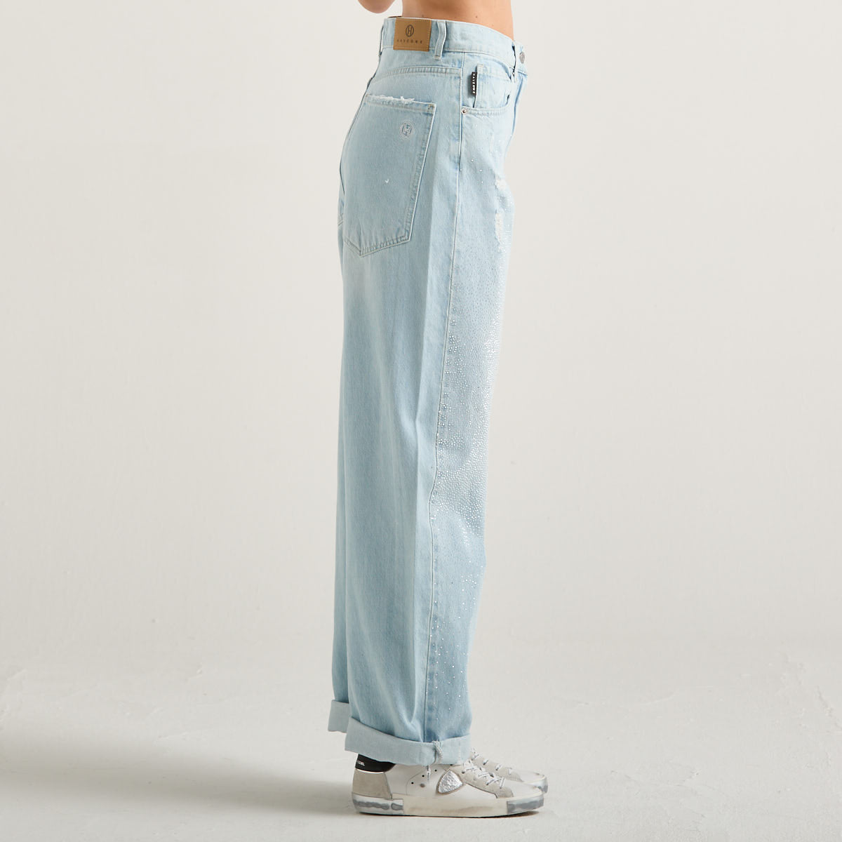 Haveone jeans bella con strass denim chiaro