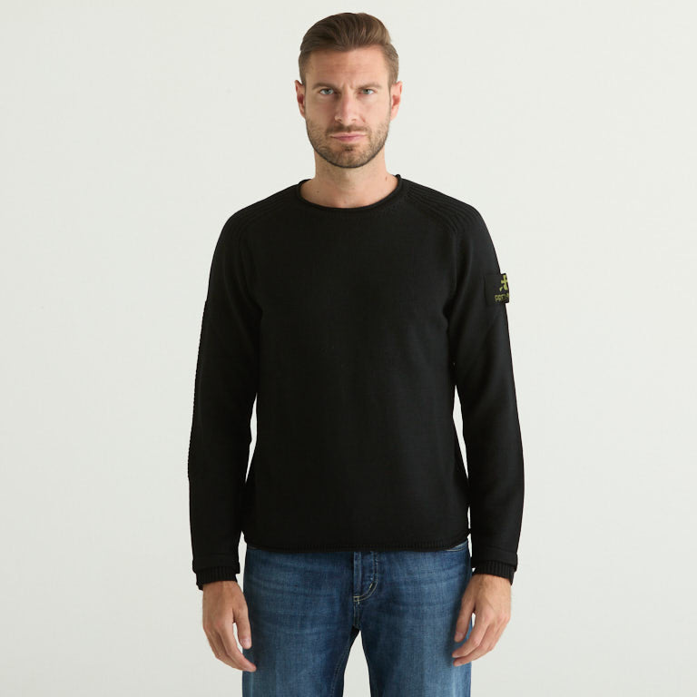 Premiata maglione girocollo in tessuto nero