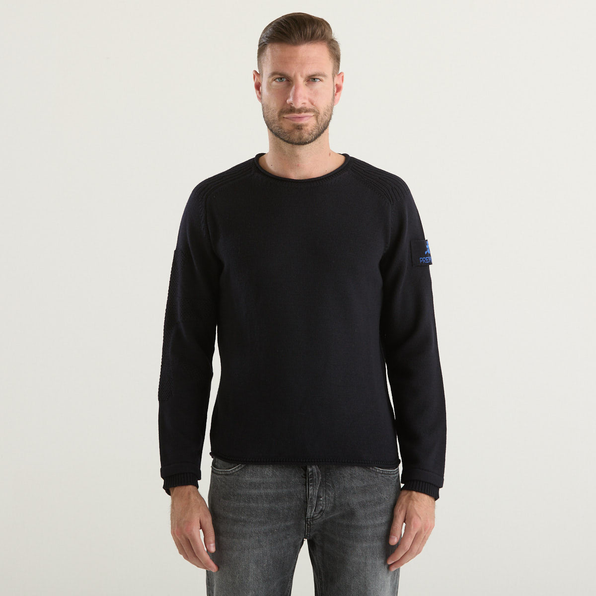 Premiata maglione girocollo in tessuto blu