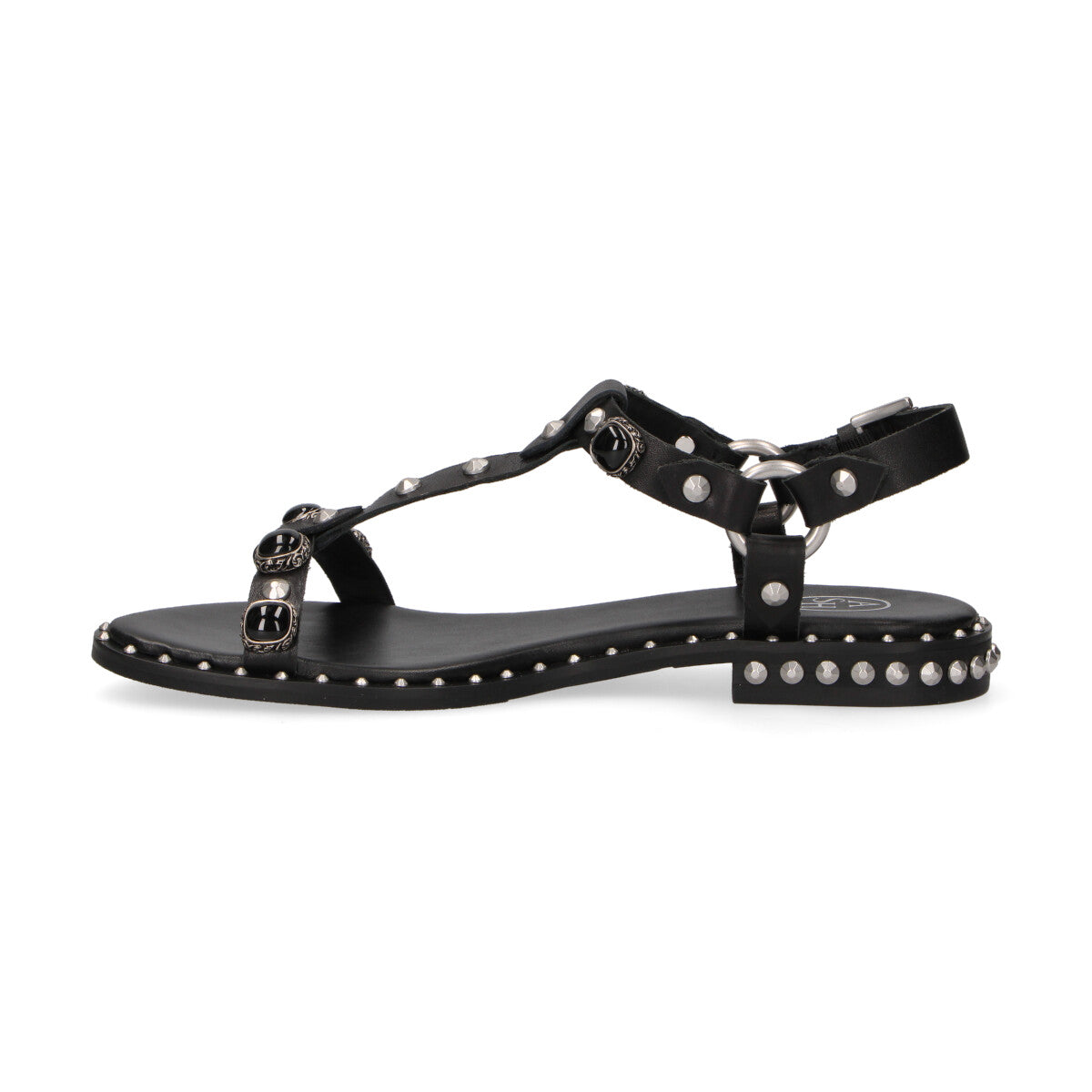 Ash sandalo Podium con gioielli pelle nera
