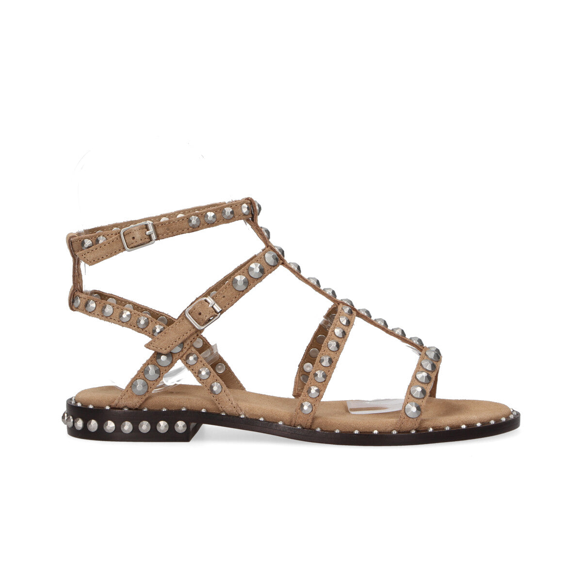 Ash sandalo Precious borchie camoscio tortora