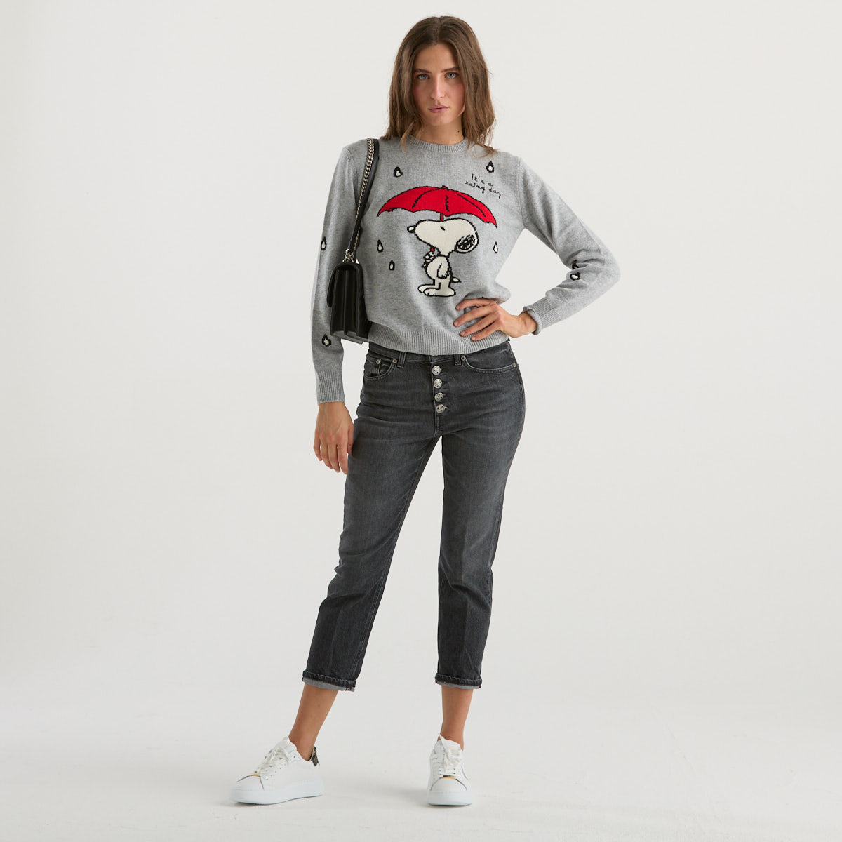 Mc2 Saint Barth maglione snoopy loves rain grigio