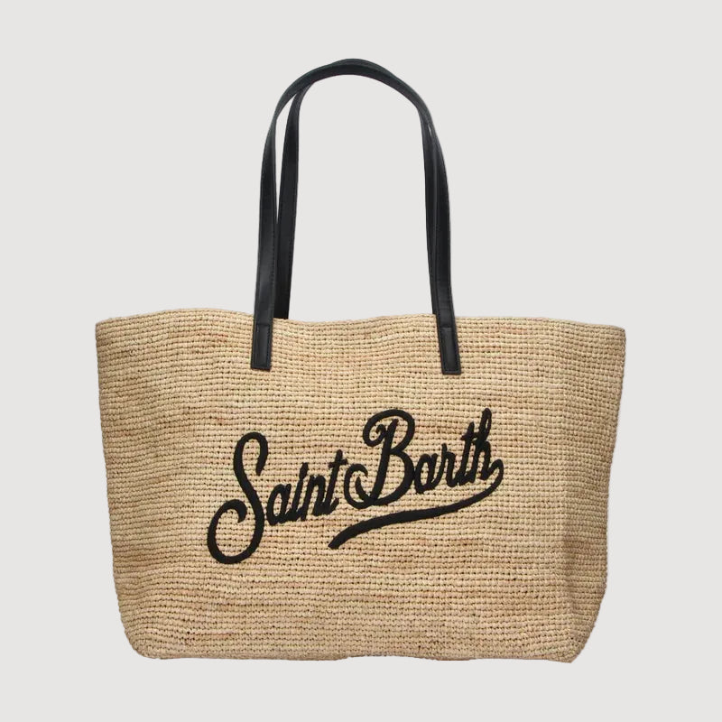 Mc2 Saint Barth borsa City in raffia nera