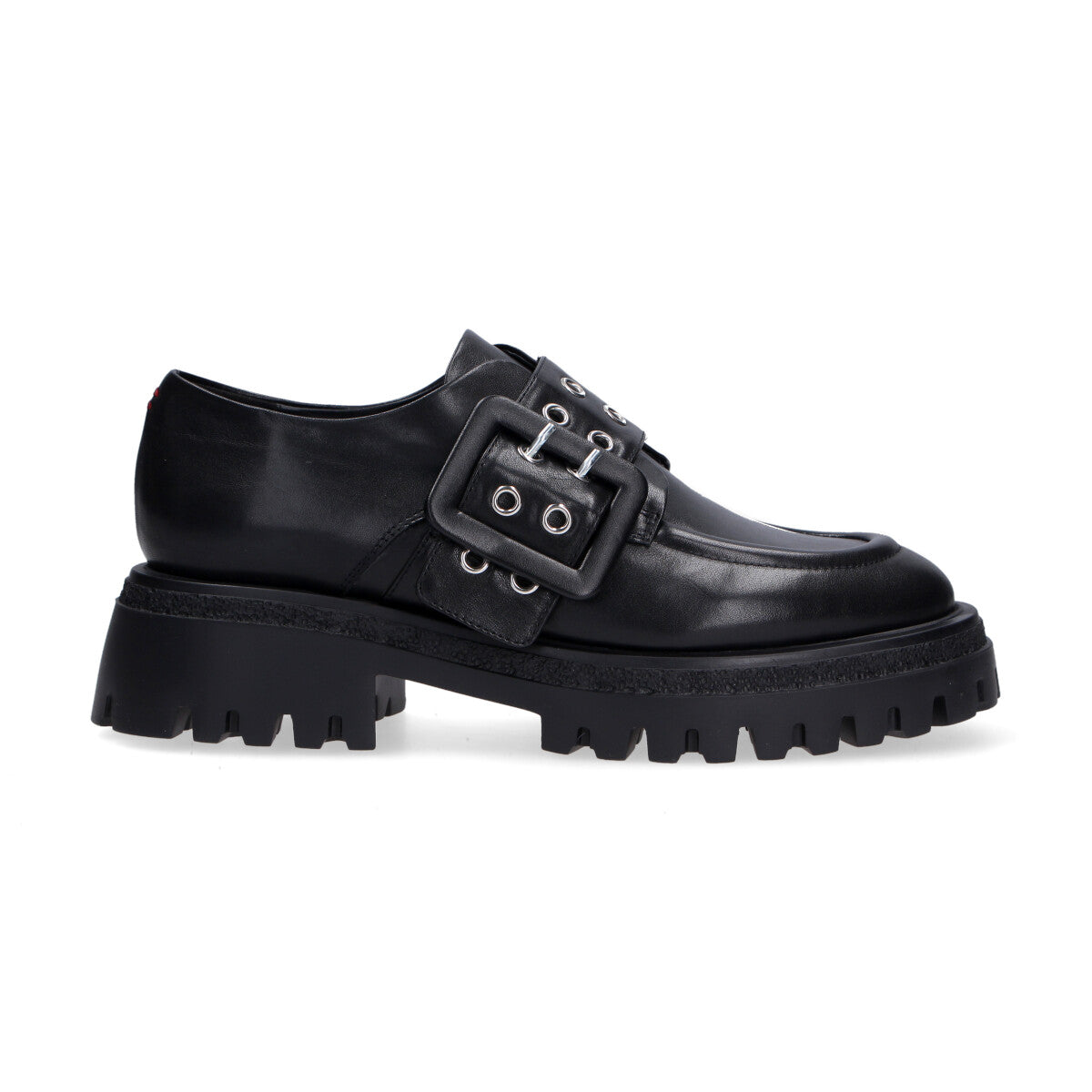 Halmanera scarpa in pelle nera con fibbia